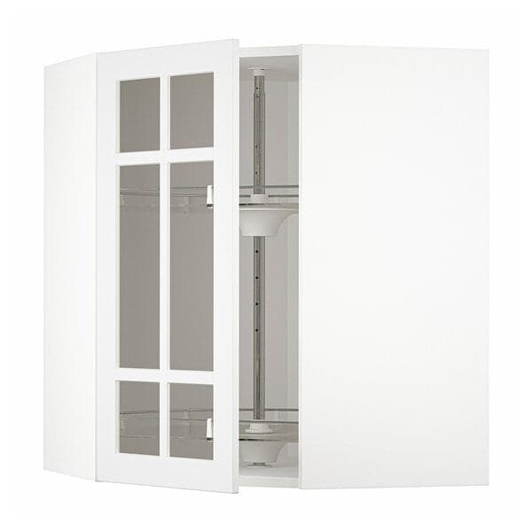 METOD - Corner wall cab w carousel/glass dr, white/Stensund white, 68x80 cm