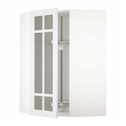 Ikea METOD - Corner wall cab w carousel/glass dr, white/Stensund white , 68x100 cm