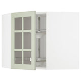 METOD corner wall cab w carousel/glass dr, white/Stensund light green, 68x60 cm