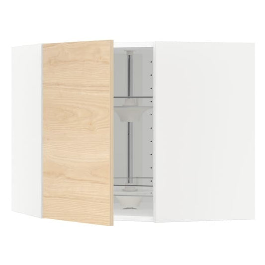 Ikea METOD - Corner wall cabinet with carousel, white/Askersund light ash effect, 68x60 cm