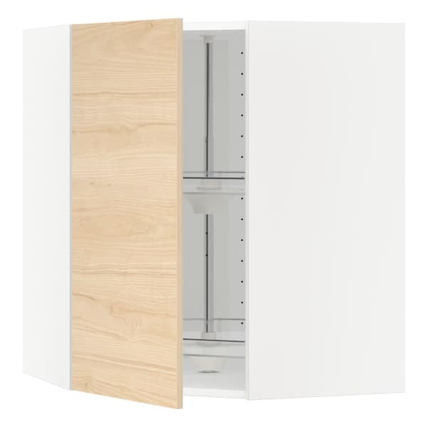 Ikea METOD - Corner wall cabinet with carousel, white/Askersund light ash effect, 68x80 cm