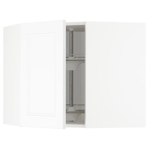 METOD - Corner wall cabinet with carousel, white/Axstad matt white , 68x60 cm