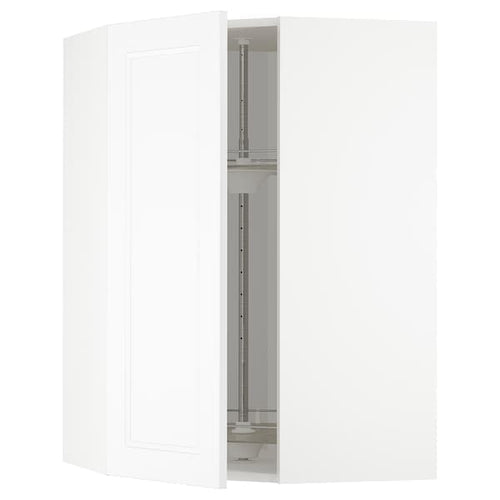 METOD - Corner wall cabinet with carousel, white/Axstad matt white, 68x100 cm