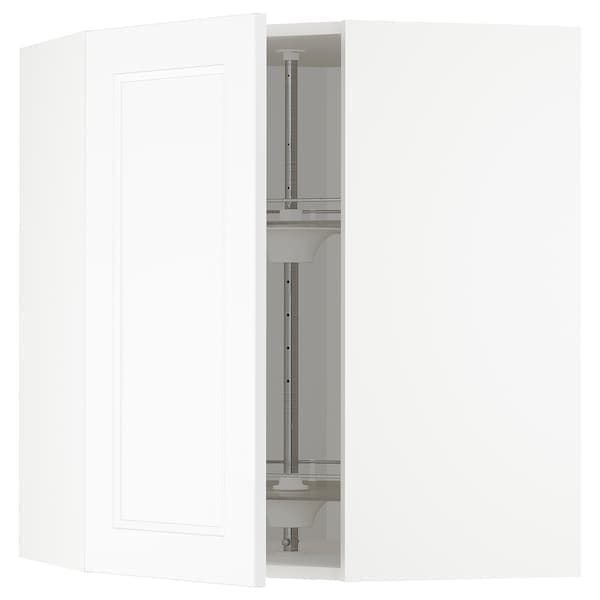 METOD - Corner wall cabinet with carousel, white/Axstad matt white, 68x80 cm - best price from Maltashopper.com 89288705