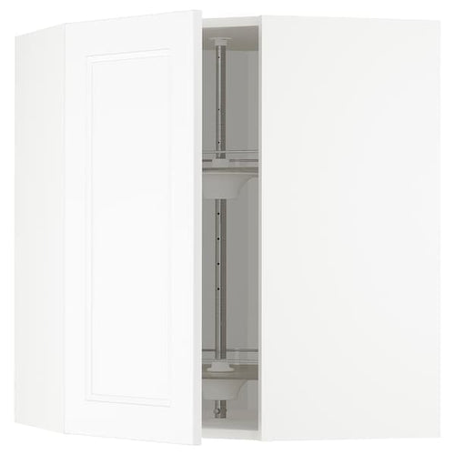 METOD - Corner wall cabinet with carousel, white/Axstad matt white , 68x80 cm