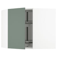 METOD - Corner wall cabinet with carousel, white/Bodarp grey-green , 68x60 cm - best price from Maltashopper.com 89317722