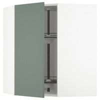METOD - Corner wall cabinet with carousel, white/Bodarp grey-green, 68x80 cm - best price from Maltashopper.com 49317724
