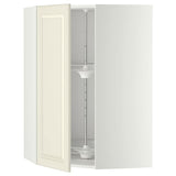 METOD corner wall cabinet with carousel, white/Bodbyn off-white, 68x100 cm