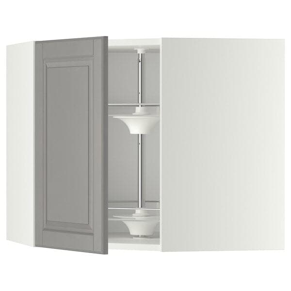 Ikea METOD - Corner wall cabinet with carousel, white/Bodbyn grey, 68x60 cm