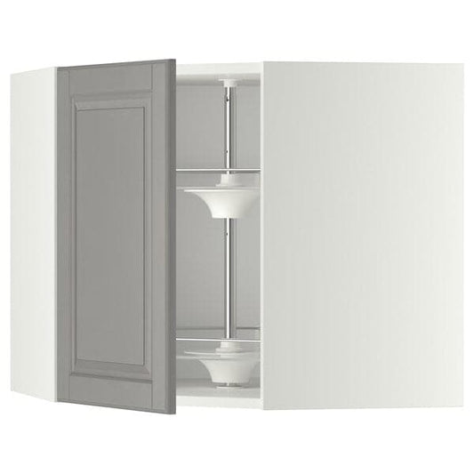 Ikea METOD - Corner wall cabinet with carousel, white/Bodbyn grey, 68x60 cm