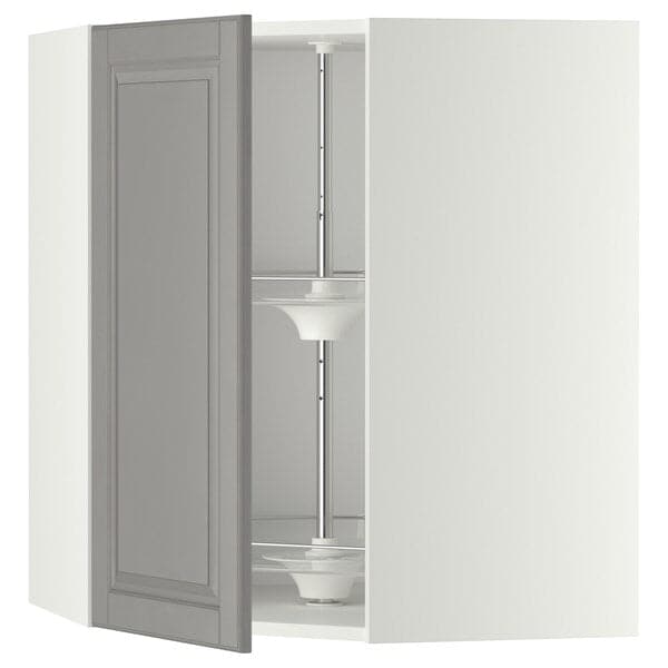 Ikea METOD - Corner wall cabinet with carousel, white/Bodbyn grey, 68x80 cm