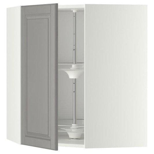 Ikea METOD - Corner wall cabinet with carousel, white/Bodbyn grey, 68x80 cm