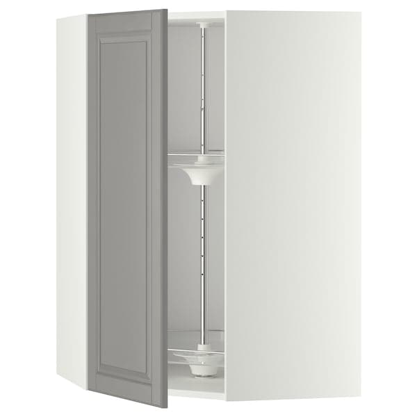 Ikea METOD - Corner wall cabinet with carousel, white/Bodbyn grey , 68x100 cm
