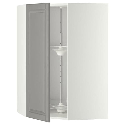 Ikea METOD - Corner wall cabinet with carousel, white/Bodbyn grey , 68x100 cm