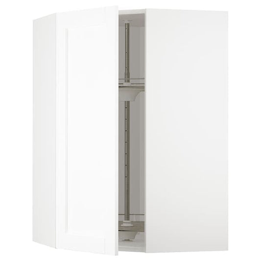 Ikea METOD - Corner wall cabinet with carousel, white Enköping/white wood effect, 68x100 cm