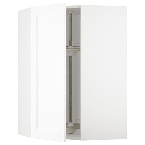 METOD corner wall cabinet with carousel, white Enköping/white wood effect, 68x100 cm