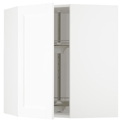 METOD - Corner wall cabinet with carousel, white Enköping/white wood effect, 68x80 cm