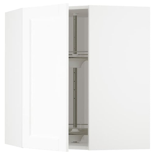 METOD corner wall cabinet with carousel, white Enköping/white wood effect, 68x80 cm