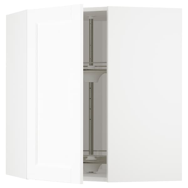 METOD - Corner wall cabinet with carousel, white Enköping/white wood effect, 68x80 cm