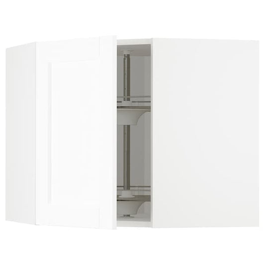 Ikea METOD - Corner wall cabinet with carousel, white Enköping/white wood effect , 68x60 cm