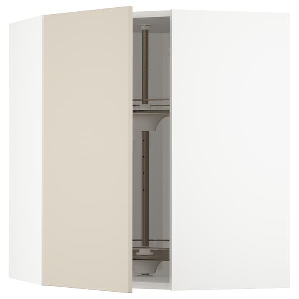 Ikea METOD - Corner wall cabinet with carousel, white/Havstorp beige, 68x80 cm