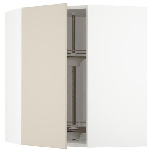 Ikea METOD - Corner wall cabinet with carousel, white/Havstorp beige, 68x80 cm