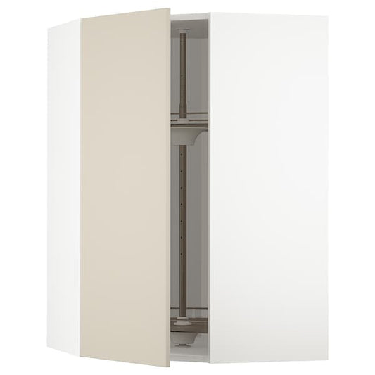 Ikea METOD - Corner wall cabinet with carousel, white/Havstorp beige, 68x100 cm