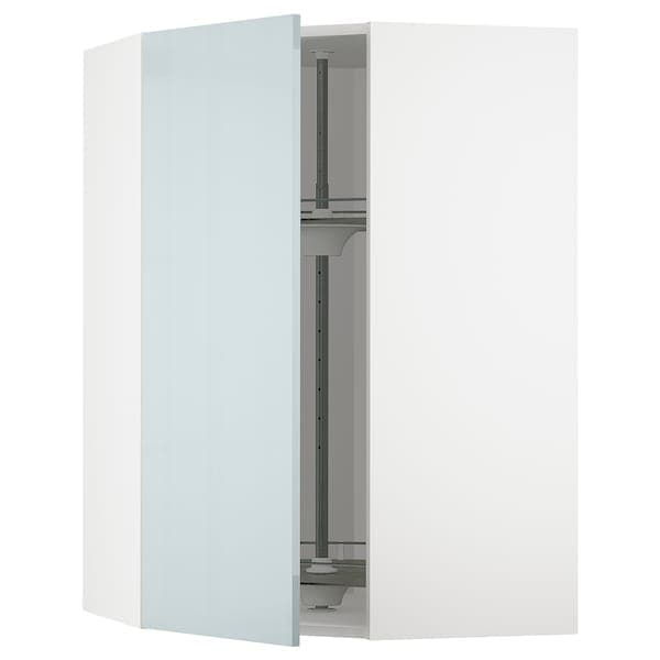 Ikea METOD - Corner wall cabinet with carousel, white/Kallarp light grey-blue, 68x100 cm