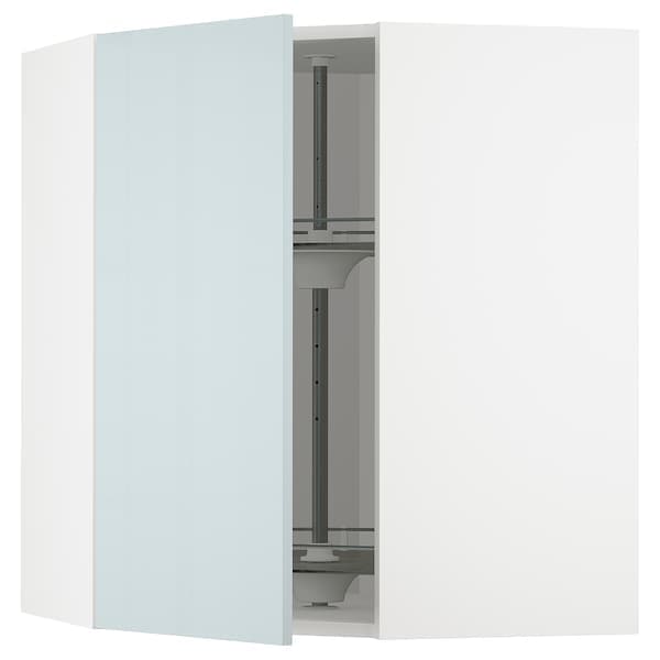 METOD - Corner wall cabinet with carousel, white/Kallarp light grey-blue, 68x80 cm - best price from Maltashopper.com 89479168
