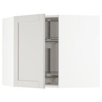 METOD - Corner wall cabinet with carousel, white/Lerhyttan light grey, 68x60 cm - best price from Maltashopper.com 89274478
