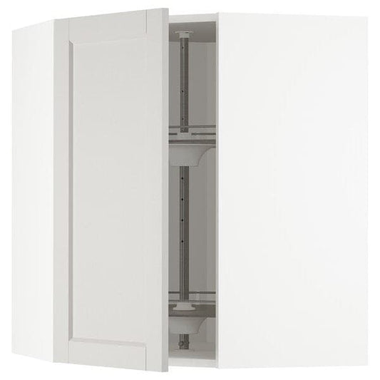 Ikea METOD - Corner wall cabinet with carousel, white/Lerhyttan light grey , 68x80 cm