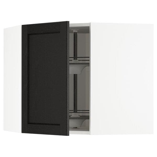 Ikea METOD - Corner wall cabinet with carousel, white/Lerhyttan black stained , 68x60 cm