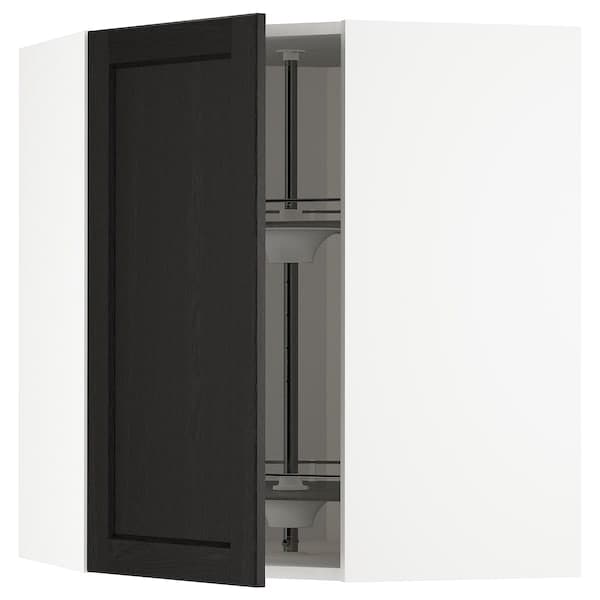 Ikea METOD - Corner wall cabinet with carousel, white/Lerhyttan black stained ,