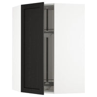 METOD - Corner wall cabinet with carousel, white/Lerhyttan black stained , 68x100 cm - best price from Maltashopper.com 89257582