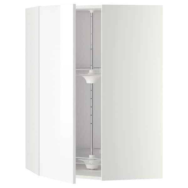 METOD - Corner wall cabinet with carousel, white/Ringhult white, 68x100 cm