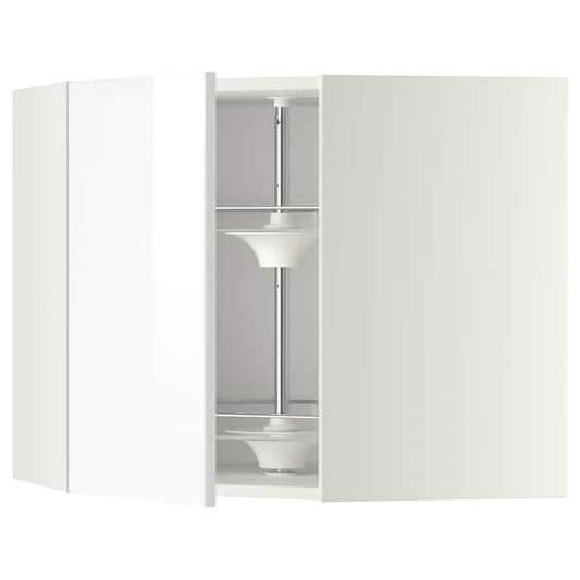 Ikea METOD - Corner wall cabinet with carousel, white/Ringhult white, 68x60 cm
