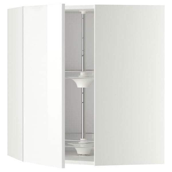 METOD - Corner wall cabinet with carousel, white/Ringhult white, 68x80 cm