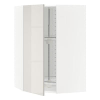 METOD corner wall cabinet with carousel, white/Ringhult light grey, 68x100 cm