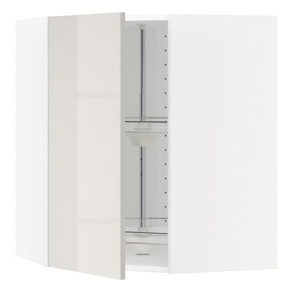 METOD - Corner wall cabinet with carousel, white/Ringhult light grey, 68x80 cm - best price from Maltashopper.com 59142804