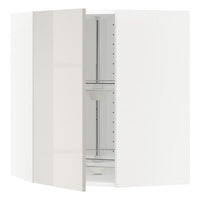 METOD corner wall cabinet with carousel, white/Ringhult light grey, 68x80 cm