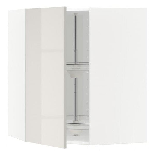 Ikea METOD - Corner wall cabinet with carousel, white/Ringhult light grey, 68x80 cm
