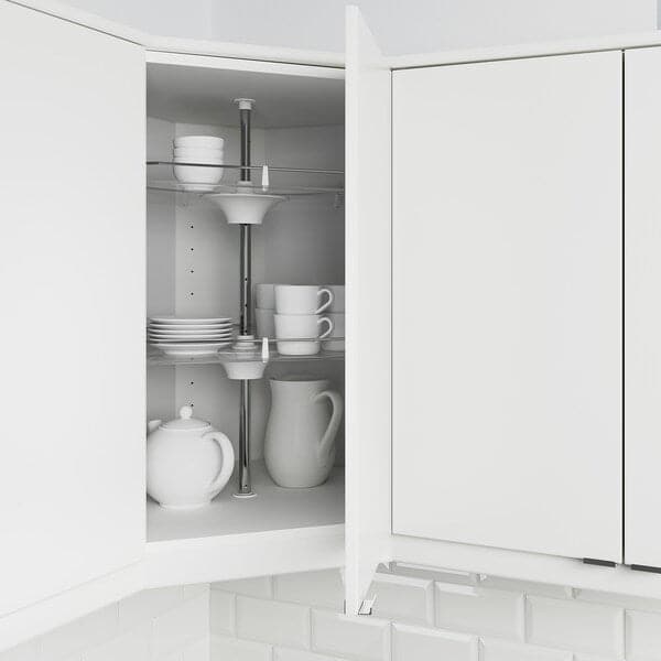 Ikea METOD - Corner wall cabinet with carousel, white/Ringhult light grey, 68x100 cm
