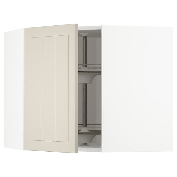 Ikea METOD - Corner wall cabinet with carousel, white/Stensund beige, 68x60 cm