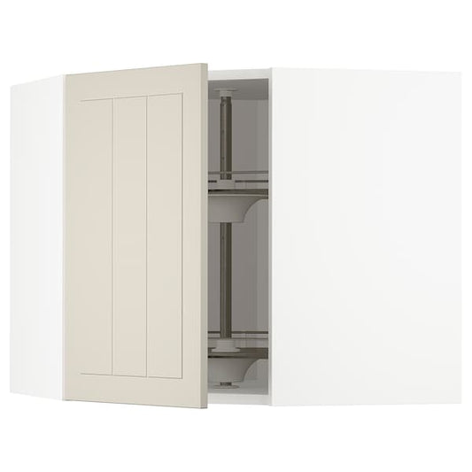 Ikea METOD - Corner wall cabinet with carousel, white/Stensund beige, 68x60 cm