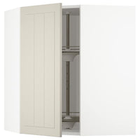 METOD - Corner wall cabinet with carousel, white/Stensund beige, 68x80 cm - best price from Maltashopper.com 99407977