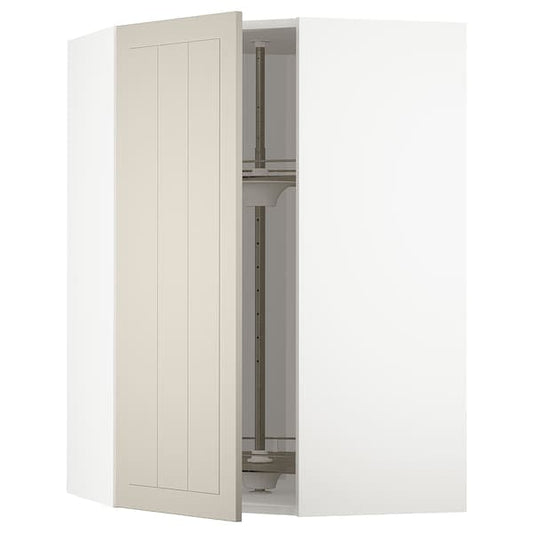 Ikea METOD - Corner wall cabinet with carousel, white/Stensund beige , 68x100 cm