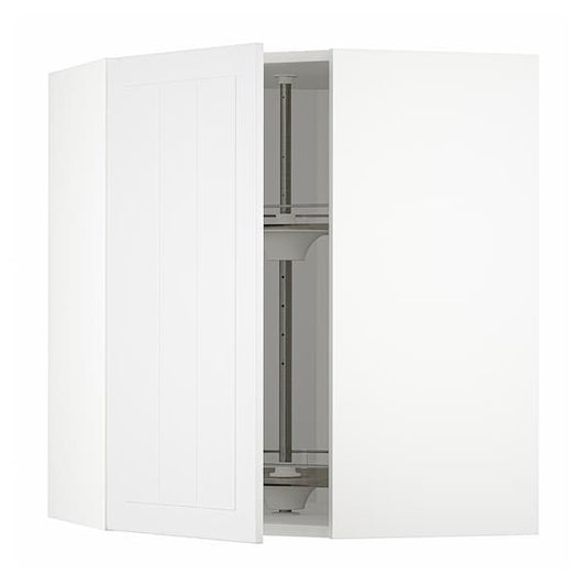 METOD - Corner wall cabinet with carousel, white/Stensund white, 68x80 cm - best price from Maltashopper.com 19409206