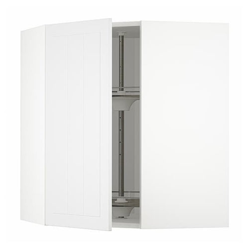 METOD - Corner wall cabinet with carousel, white/Stensund white, 68x80 cm