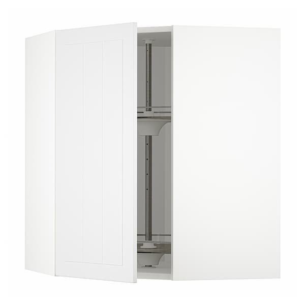 METOD - Corner wall cabinet with carousel, white/Stensund white, 68x80 cm