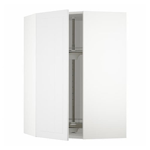 METOD - Corner wall cabinet with carousel, white/Stensund white, 68x100 cm